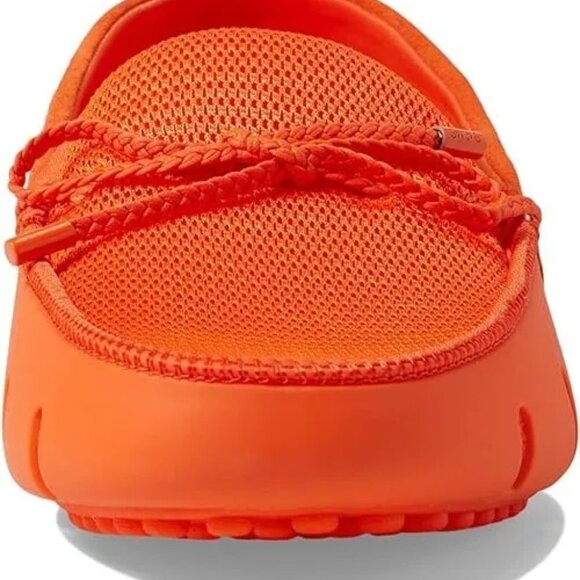 New Swims Men 15 Braided Lace Lux Orange Driver Loafers Shoes Breathable Mesh - Picture 2 of 9